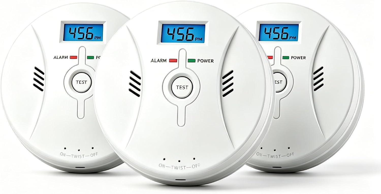 3-Pack Portable 2-in-1 Combination CO & Smoke Detector – Battery Operated, Easy Install for Home & Indoor Spaces