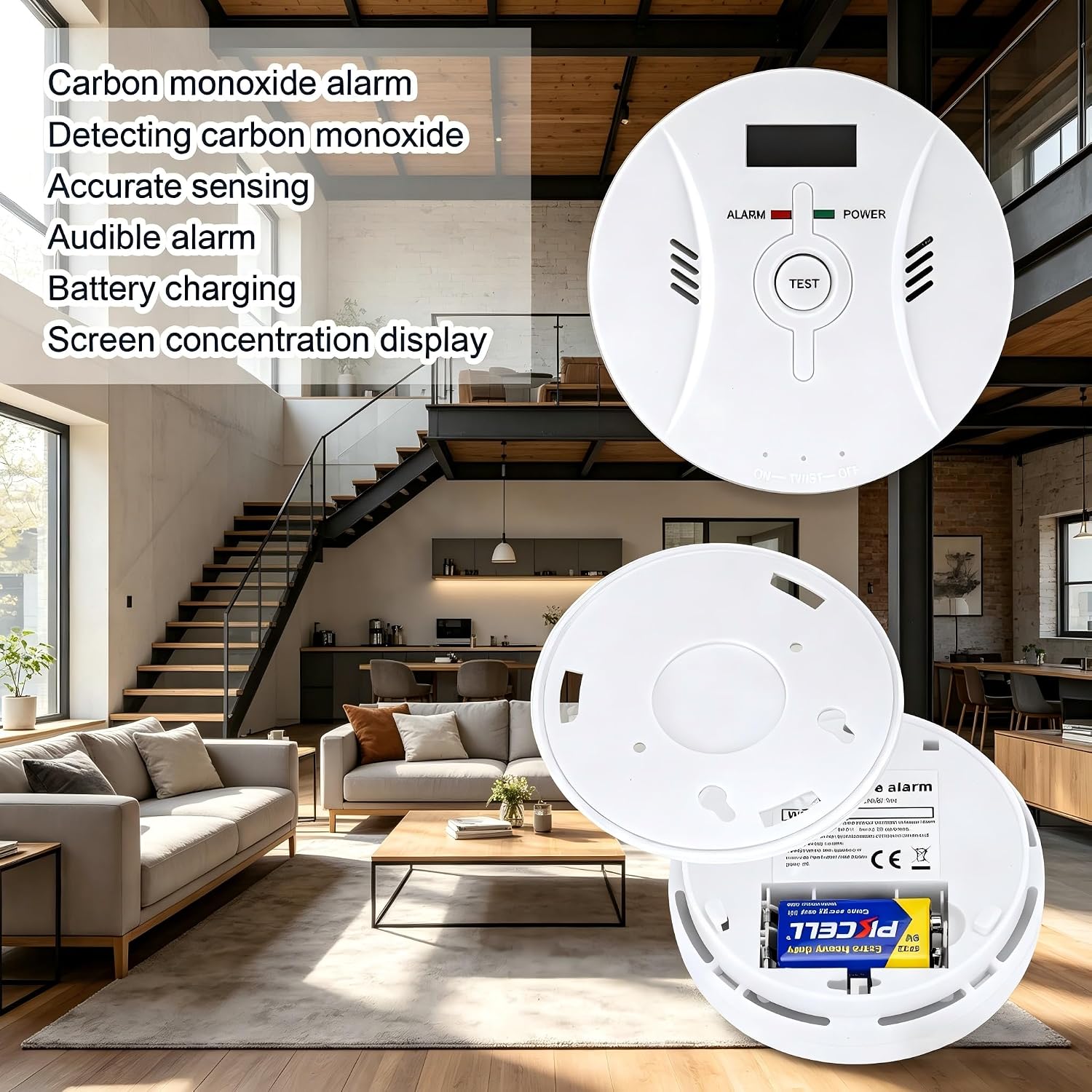3-Pack Portable 2-in-1 Combination CO & Smoke Detector – Battery Operated, Easy Install for Home & Indoor Spaces