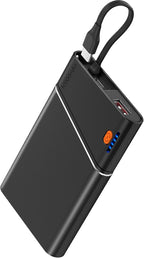 Aaoyun 10000mAh 22.5W PD Fast Charging Power Bank – Built-in USB-C Cable, Aerospace Metal, Slim & Unbreakable
