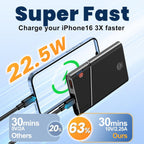 Aaoyun 10000mAh 22.5W PD Fast Charging Power Bank – Built-in USB-C Cable, Aerospace Metal, Slim & Unbreakable