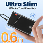 Aaoyun 10000mAh 22.5W PD Fast Charging Power Bank – Built-in USB-C Cable, Aerospace Metal, Slim & Unbreakable