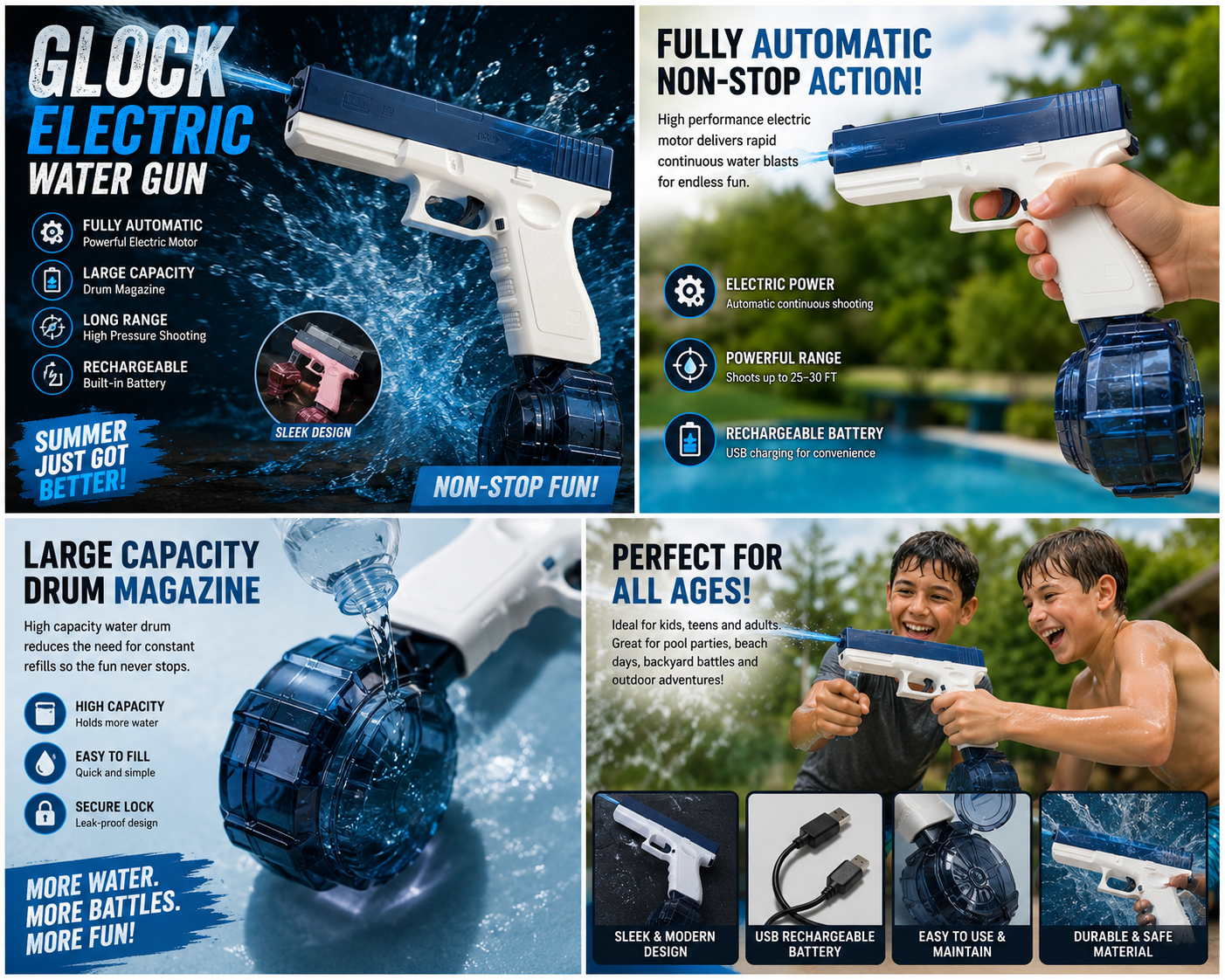 Water Gun Electric Automatic Rechargeable High Power Water Blaster Pool Toy Secondary image