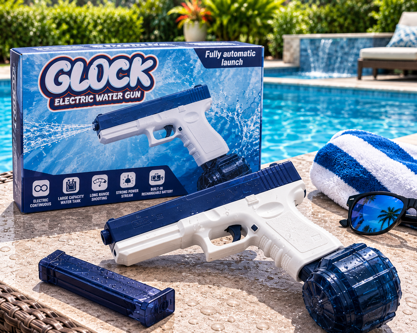 Water Gun Electric Automatic Rechargeable High Power Water Blaster Pool Toy Main image