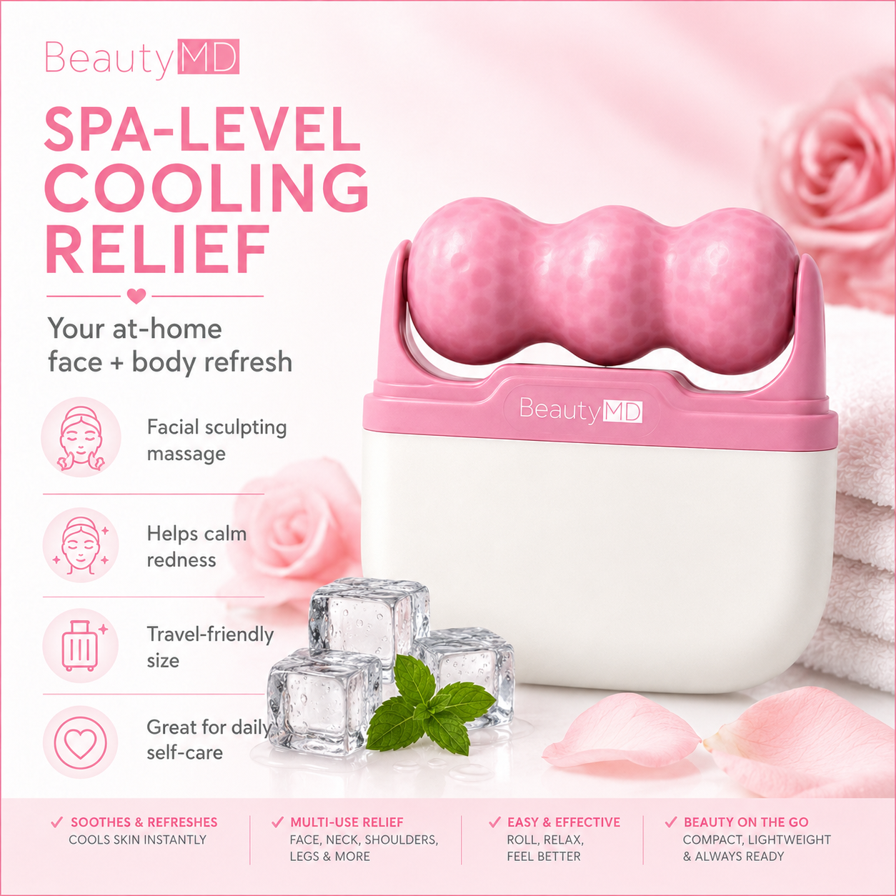 Beauty MD 2-in-1 Soothing Ice Roller for Face and Body