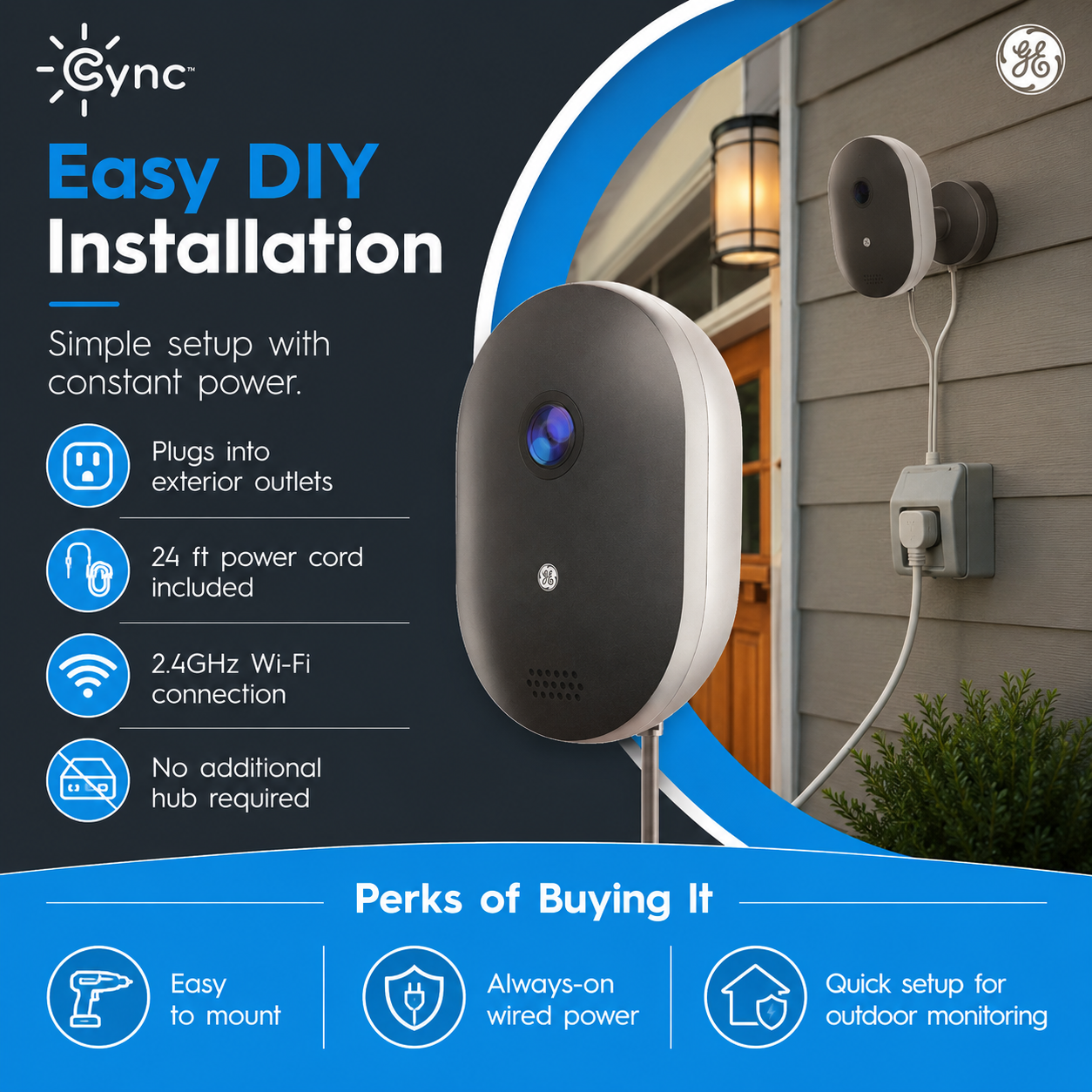 GE Cync Outdoor Wired Smart Camera