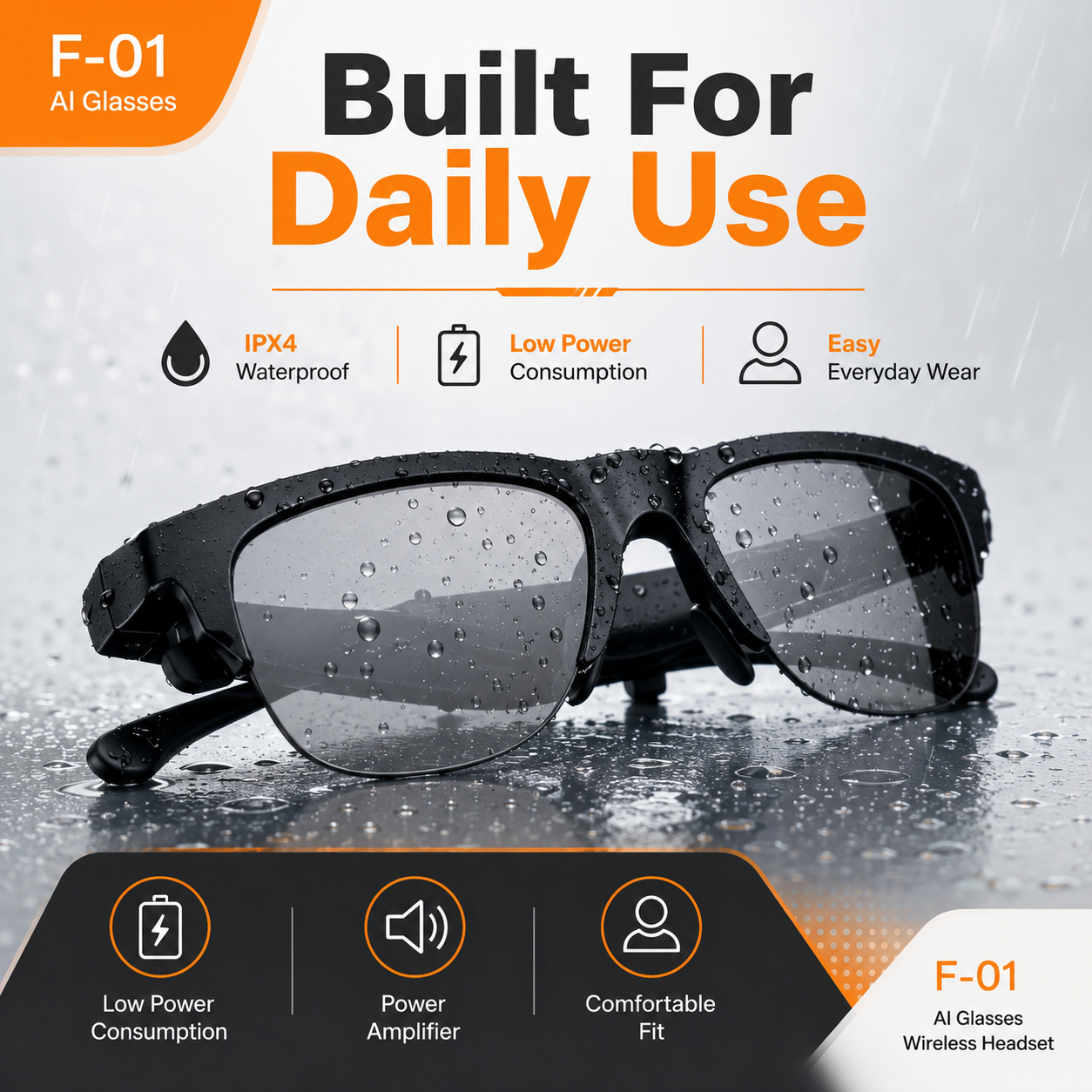 AI Glasses Wireless Headset F-01