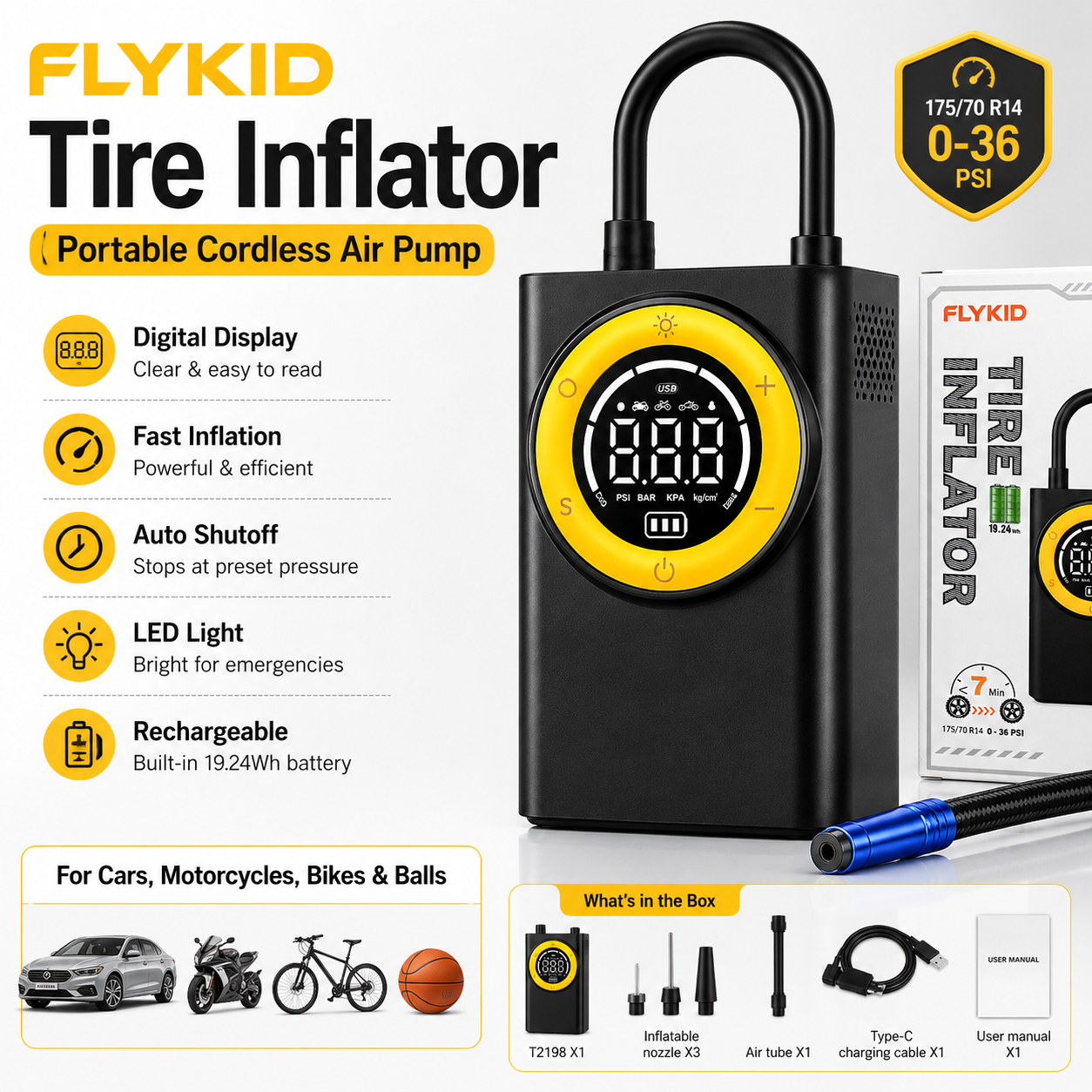 FLYKID Tire Inflator T2198 Main image