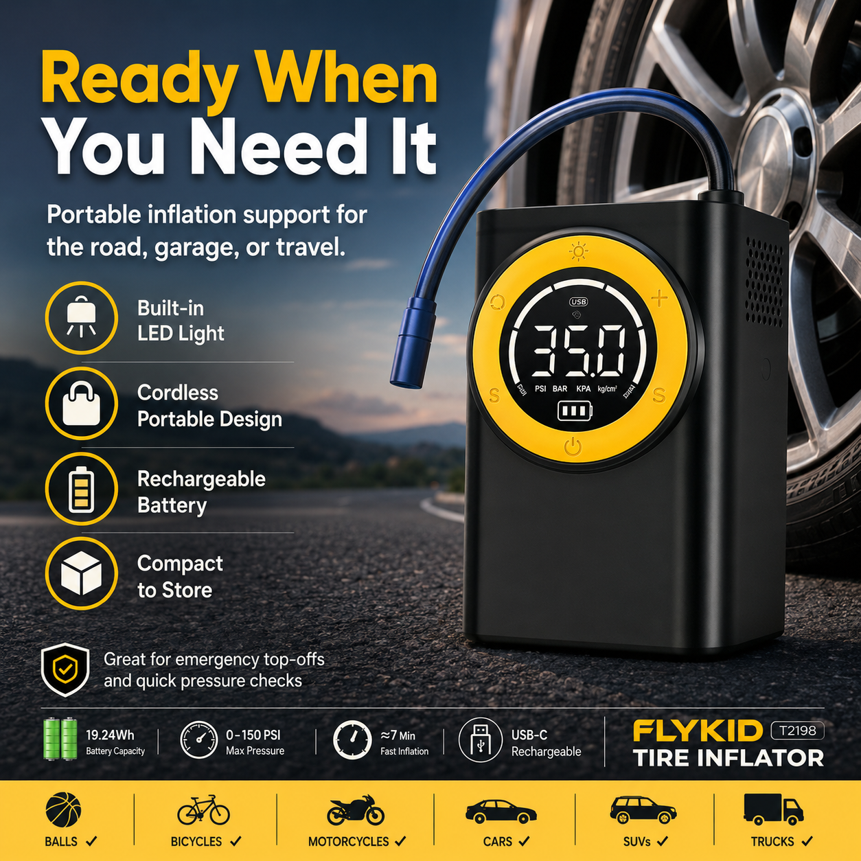 FLYKID Tire Inflator T2198