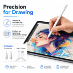 Universal Stylus Pen for iPads Tablets – Includes 2 Extra Tips + USB-C Cable