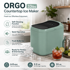 ORGO 33lbs Countertop Ice Maker – Compact Ice Machine Available in Blue & Green