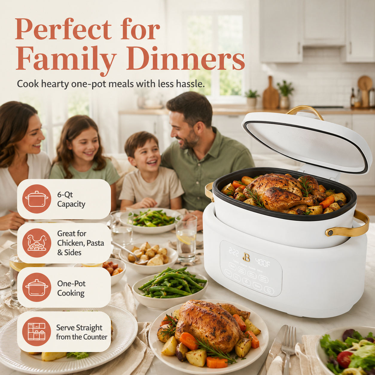 Beautiful 10-in-1 6-Qt Electric Multi-Cooker by Drew Barrymore – White Icing Secondary image