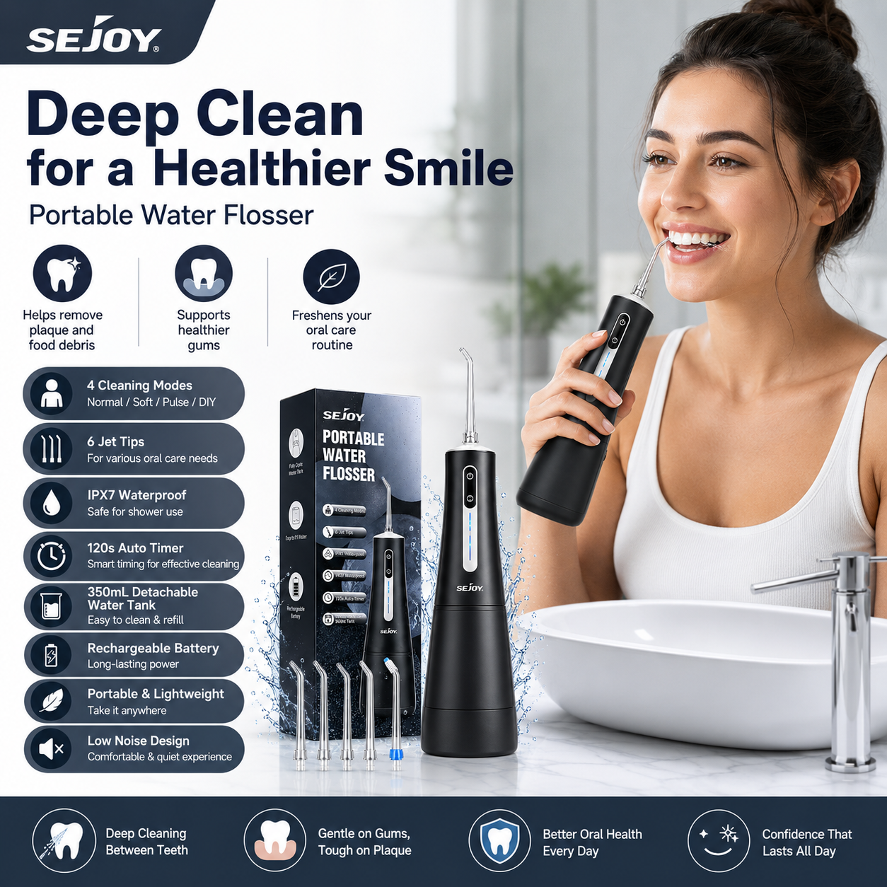 Sejoy Portable Water Flosser – Deep Clean Oral Care for Healthier Gums & Fresher Smiles