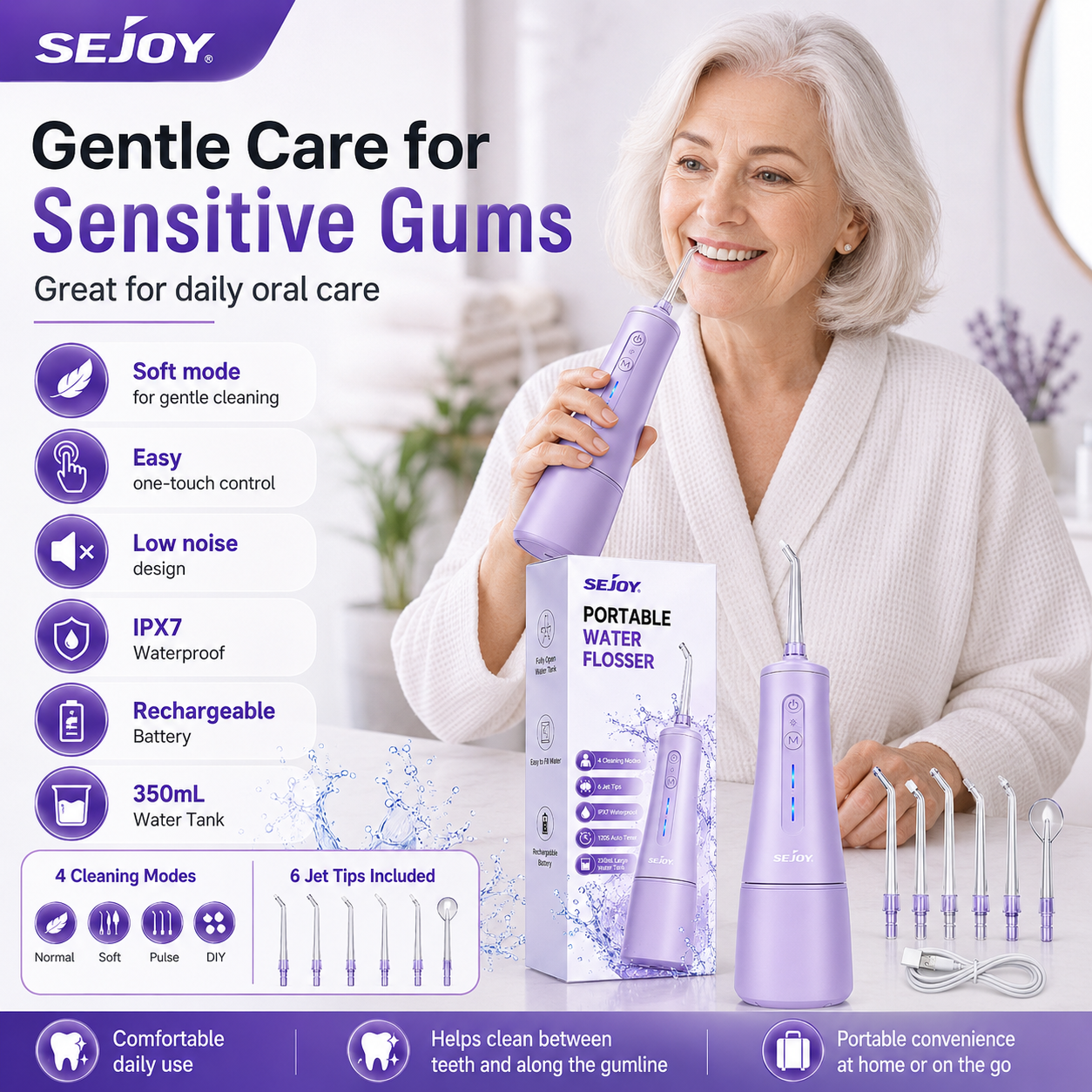 Sejoy Portable Water Flosser – Deep Clean Oral Care for Healthier Gums & Fresher Smiles