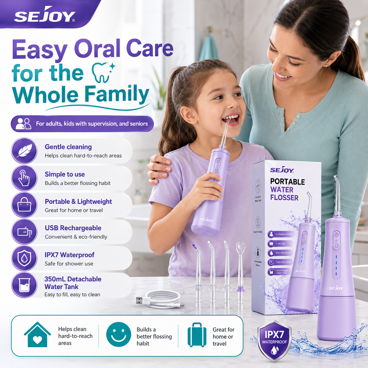 Sejoy Portable Water Flosser – Deep Clean Oral Care for Healthier Gums & Fresher Smiles