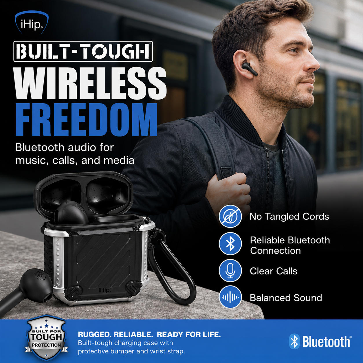 iHip Built Tough Sound Pods – Wireless Bluetooth Earbuds