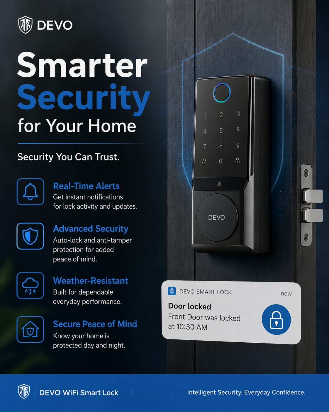 DEVO WiFi Smart Lock – Intelligent Security Lock (Model G3)
