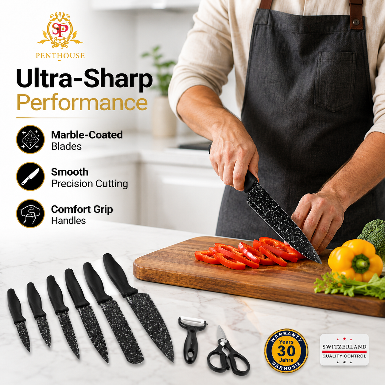 K10 6-Piece Marble-Coated Knife Set – Sharp, Stylish & Built for Everyday Cooking Secondary image