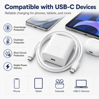45W Super Fast Charging USB-C Wall Charger with 6ft USB-C Cable – Compact & Compatible