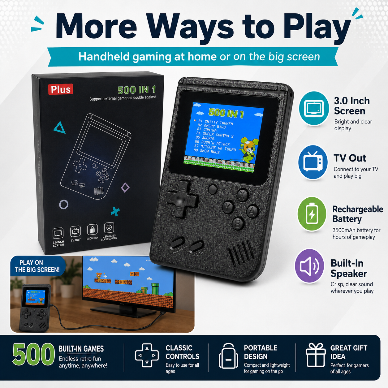 500-in-1 Handheld Game Console