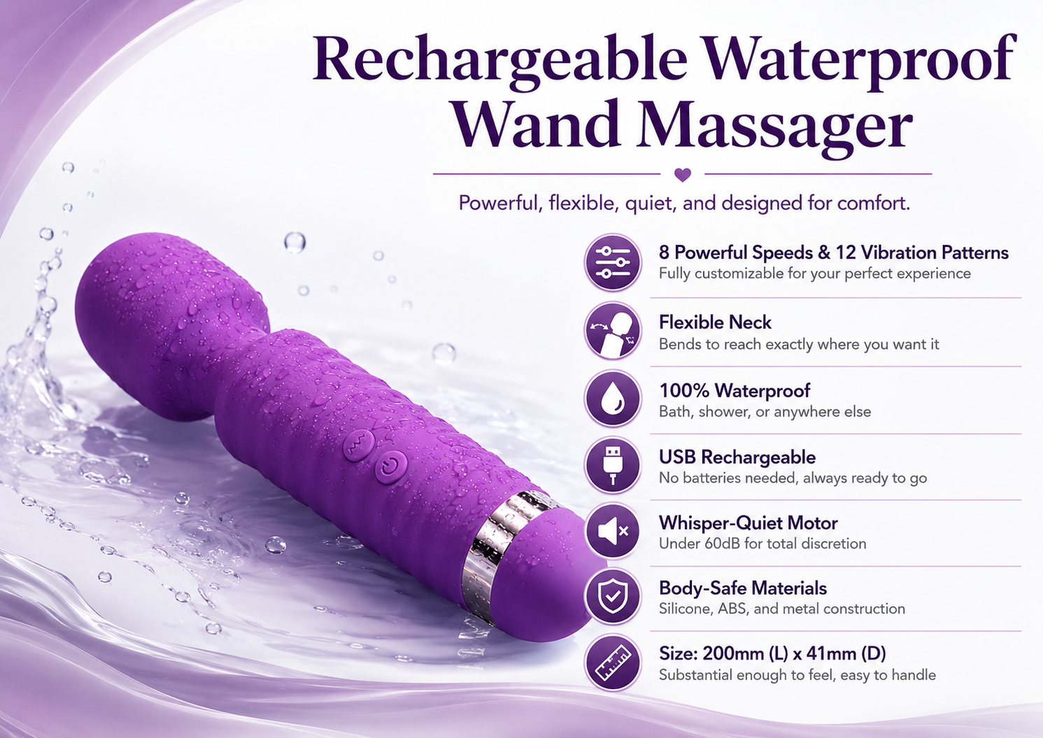 Gemini Wireless Rechargeable Wand Personal Massager