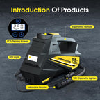 FLYKID Portable Tire Inflator – 12V Air Compressor with 150 PSI LCD Gauge & LED Light