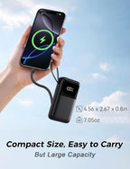 HELLEE 15000mAh Power Bank – 22.5W Fast Charging, 6 Outputs, Built-in Cables, LED Display, Slim Travel Battery Pack