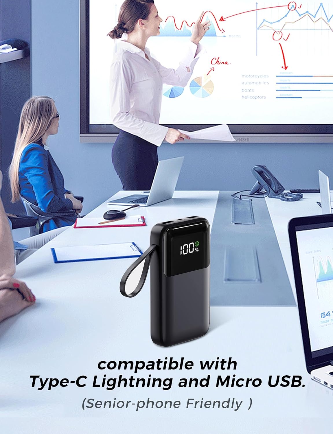 HELLEE 15000mAh Power Bank – 22.5W Fast Charging, 6 Outputs, Built-in Cables, LED Display, Slim Travel Battery Pack