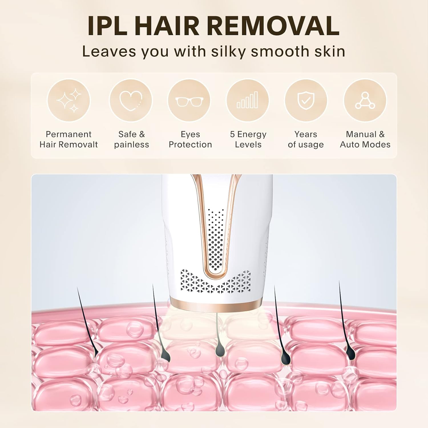 IPL Laser Hair Removal Device – Painless At-Home Hair Remover for Women & Men