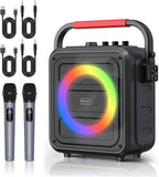MOYLEAF K253 Bluetooth Karaoke Speaker w/ 2 Wireless Mics & RGB Lights