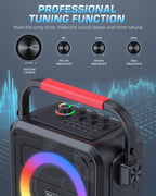 MOYLEAF K253 Bluetooth Karaoke Speaker w/ 2 Wireless Mics & RGB Lights