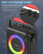 MOYLEAF K253 Bluetooth Karaoke Speaker w/ 2 Wireless Mics & RGB Lights