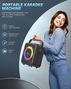 MOYLEAF K253 Bluetooth Karaoke Speaker w/ 2 Wireless Mics & RGB Lights