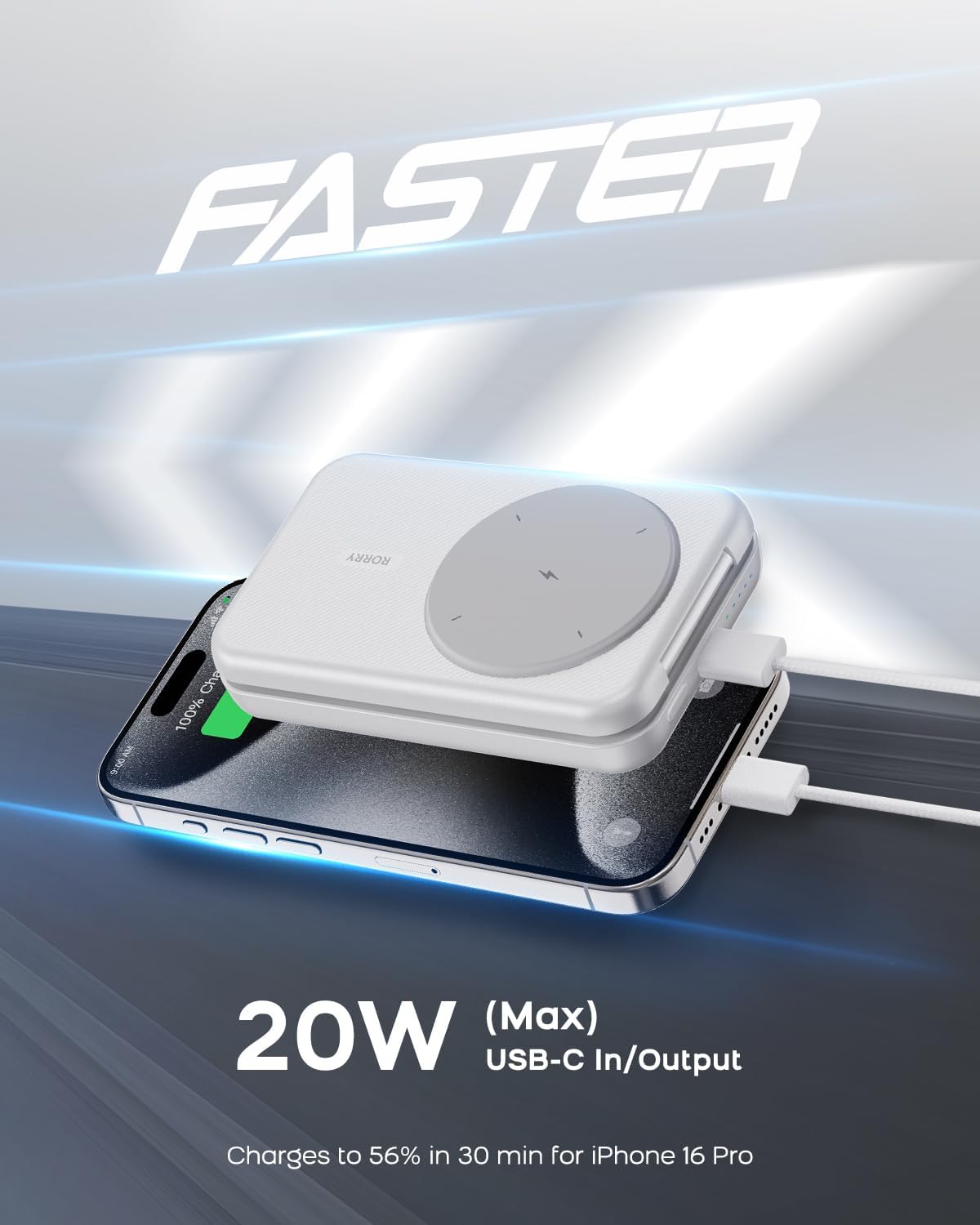 RORRY M3 10000mAh 3-in-1 MagSafe Wireless Power Bank – Fast Charging for iPhone, Apple Watch & AirPods