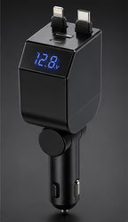 84W 3-in-1 Car Charger – iOS, Android & USB-C with LED Voltage Display