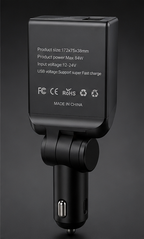 84W 3-in-1 Car Charger – iOS, Android & USB-C with LED Voltage Display