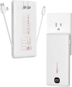 VEEKTOMX 10000mAh Power Bank with Built-in Cables & Wall Plug – Slim Fast Charging Travel Battery Pack for iPhone & Android