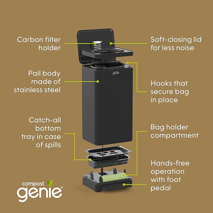 Compost Genie 3.6-Gallon Stainless Steel Kitchen Compost Bin