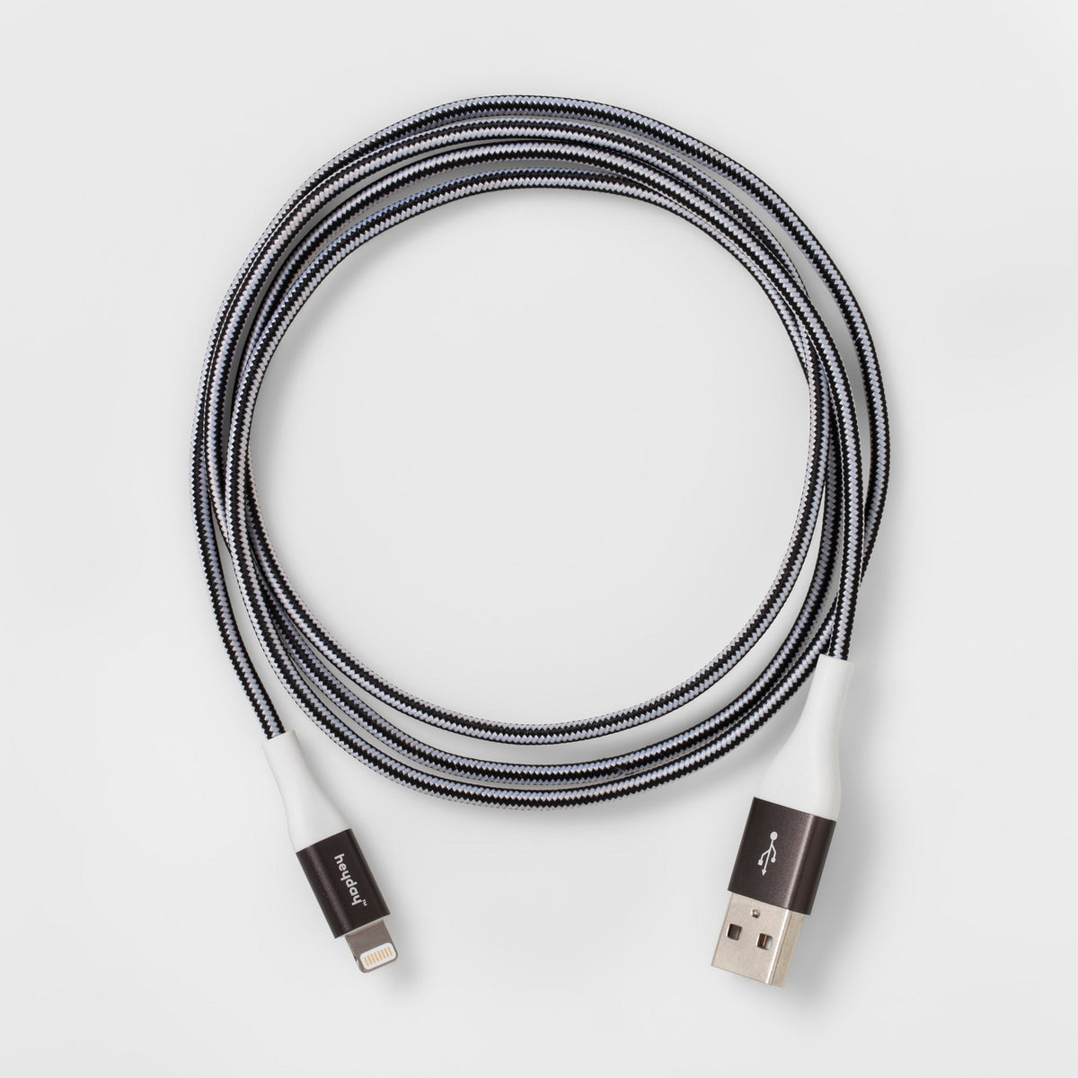 4' Lightning to USB-A Braided Cable - heyday™ Black/White/Gunmetal