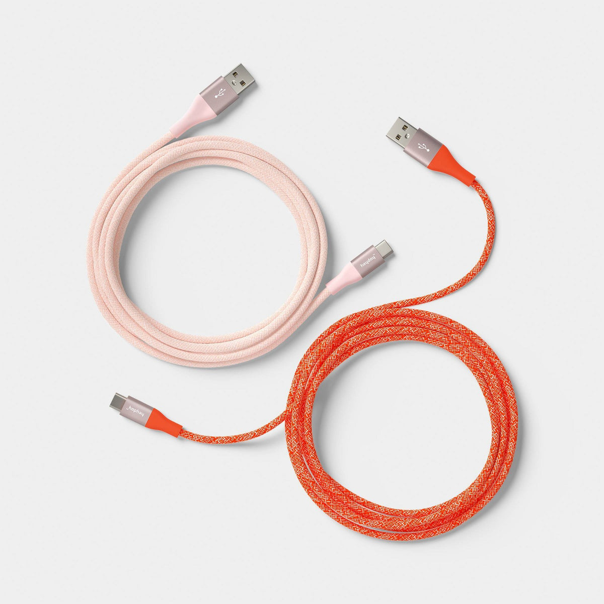 4ft USB-A to USB-C Braided Cable 2pk - heyday™ Cosmetic Pink Poppy