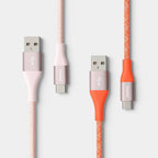 4ft USB-A to USB-C Braided Cable 2pk - heyday™ Cosmetic Pink Poppy