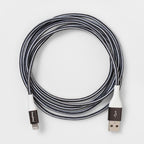 6' Lightning to USB-A Braided Cable - heyday™ Black/White/Gunmetal