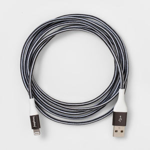 6' Lightning to USB-A Braided Cable - heyday™ Black/White/Gunmetal