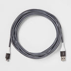 10' Lightning to USB-A Braided Cable - heyday™ Black/White/Gunmetal