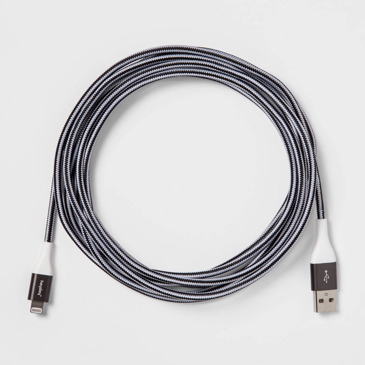 10' Lightning to USB-A Braided Cable - heyday™ Black/White/Gunmetal