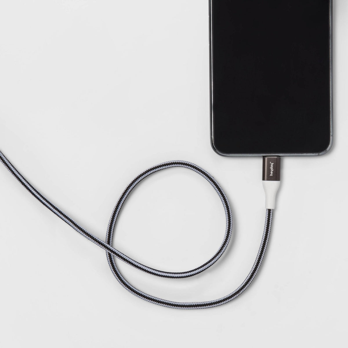 10' Lightning to USB-A Braided Cable - heyday™ Black/White/Gunmetal